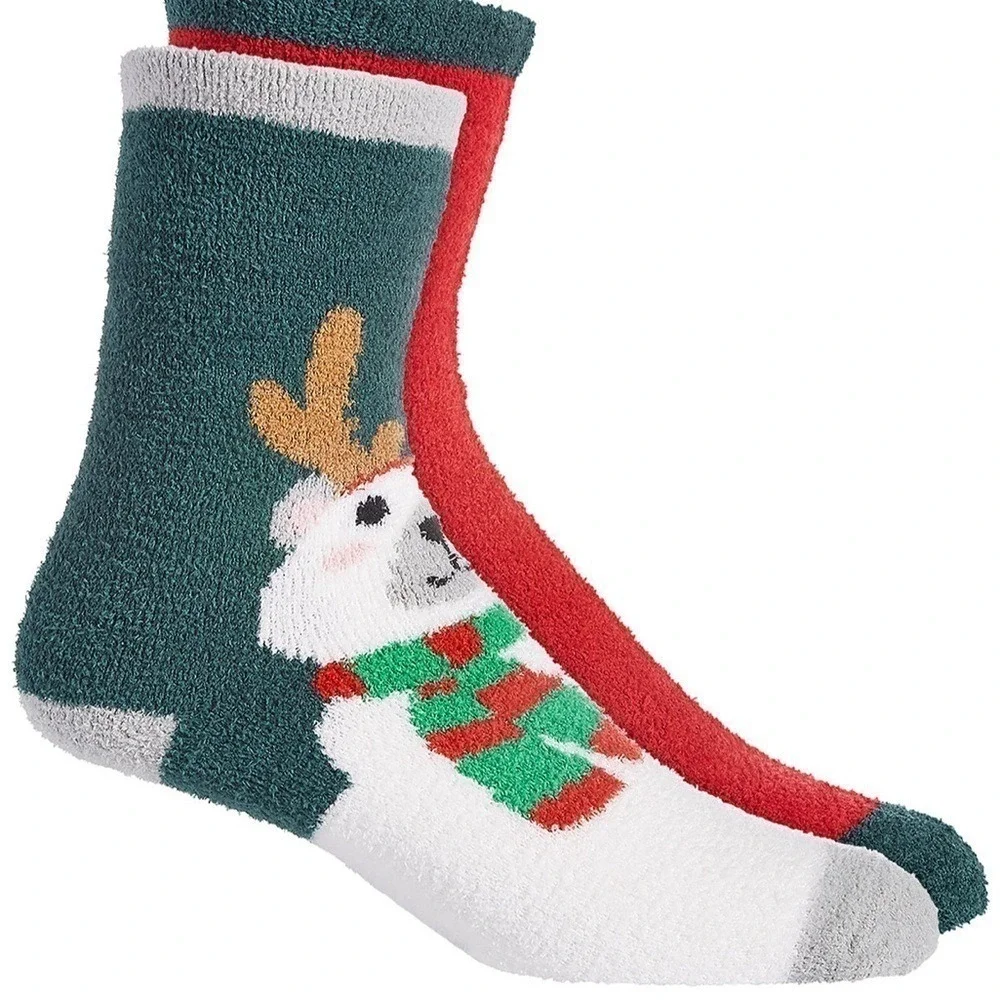 NWT 2pair Charter Club Christmas Polar Bear Theme‎ Socks Women Shoe Size 6-10